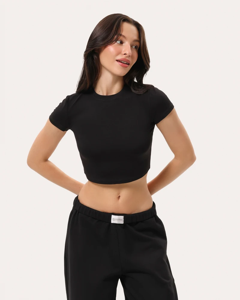 Czarny codzienne baggy spodnie - XS